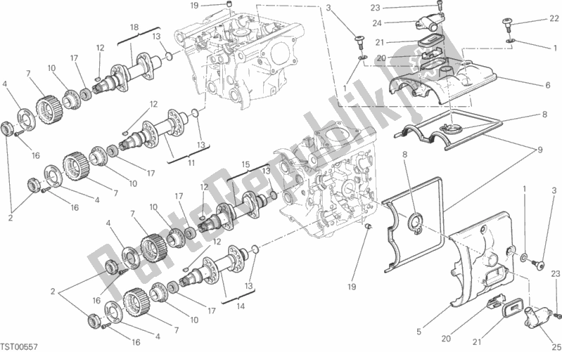 All parts for the Cylinder Head : Timing System of the Ducati Monster 821 Dark 2017